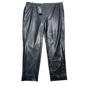 Joseph Ribkoff Pants Womens 22 Black Faux Leather Pull On Elastic Waist Career
